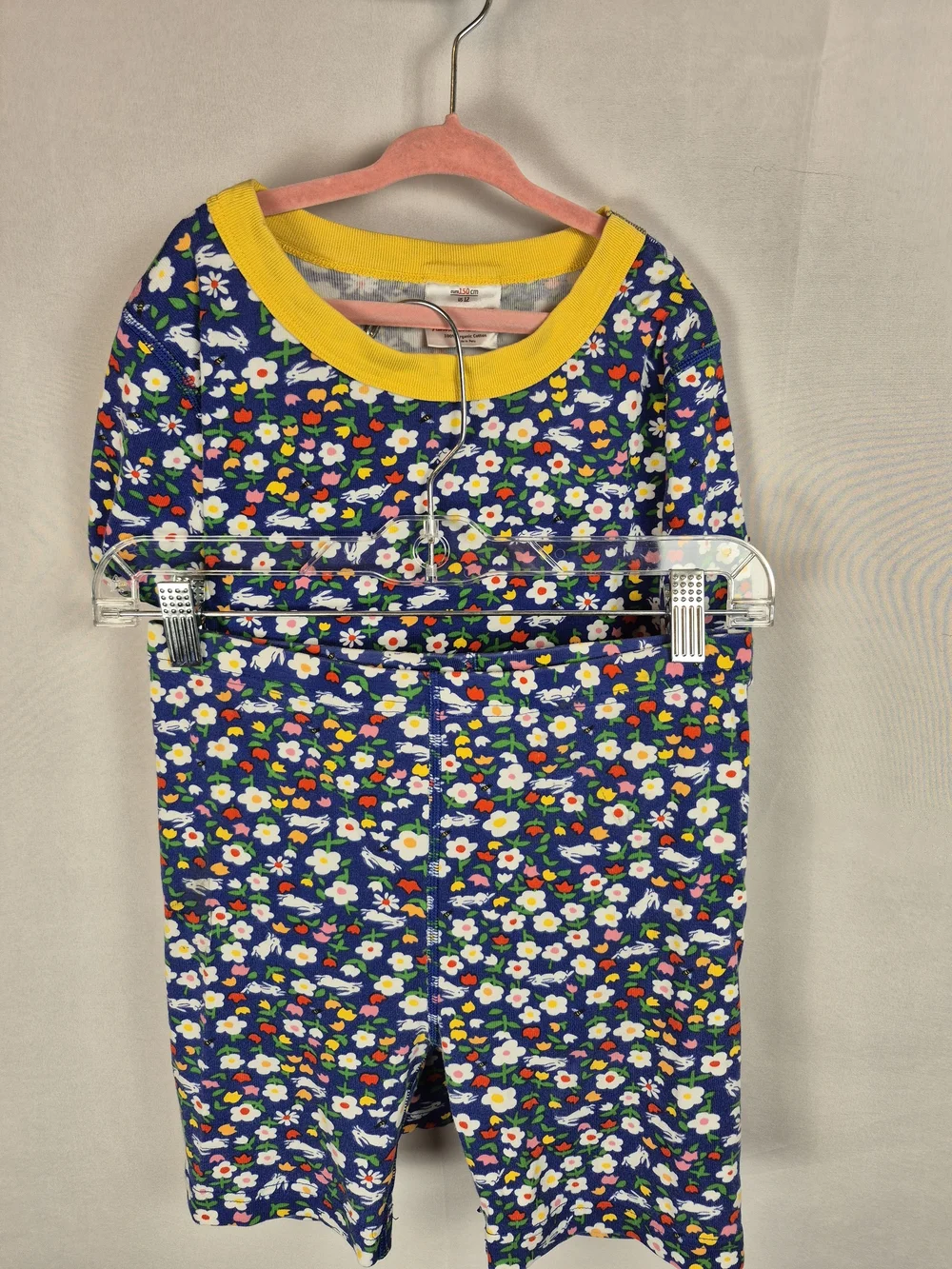 Hanna Andersson 100% Organic Cottom Navy Floral Short Pajama Set Girls 12